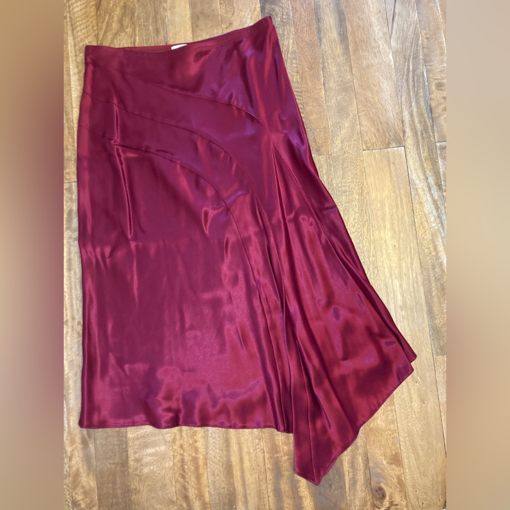 NWT NEVER WORN! Deep Red XS Satin Slip Skirt by Aqua